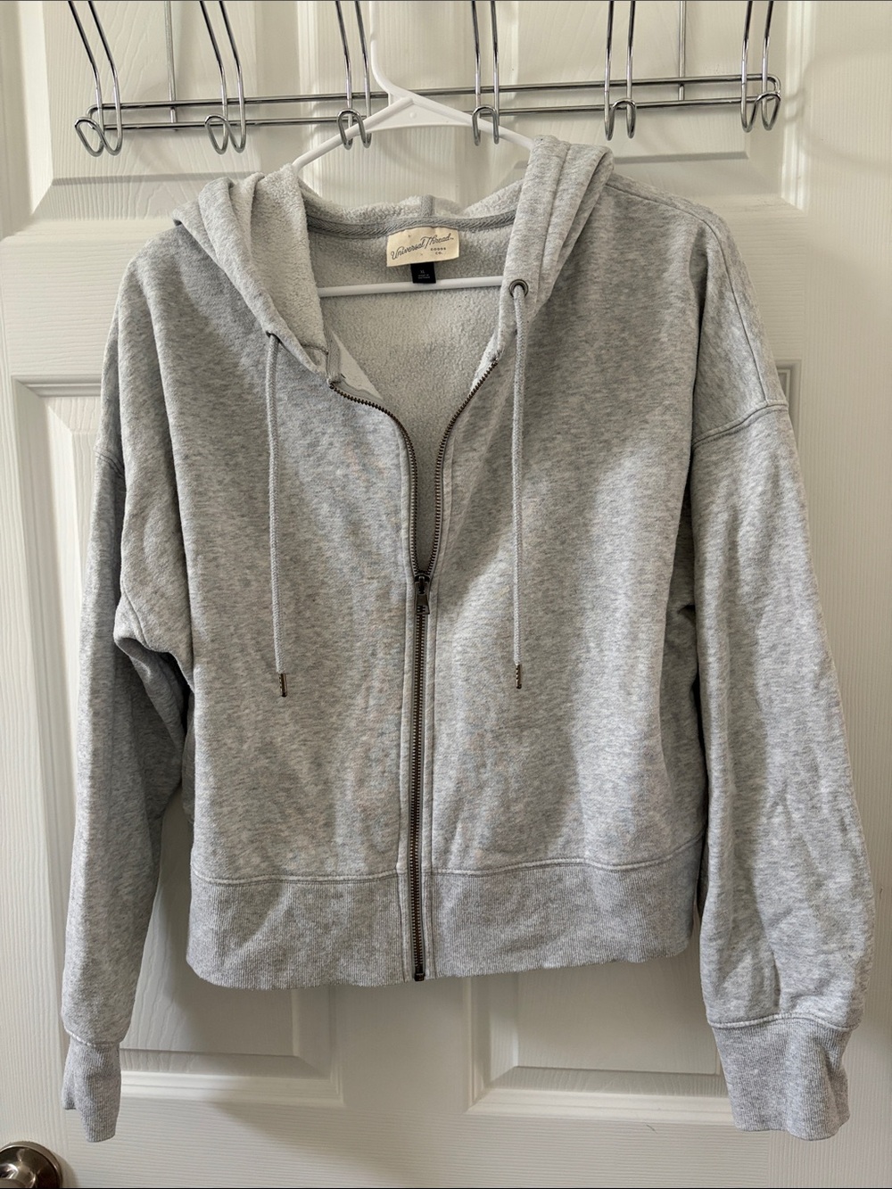 Universal Thread Cropped Heather Gray Zip-Up Hoodie